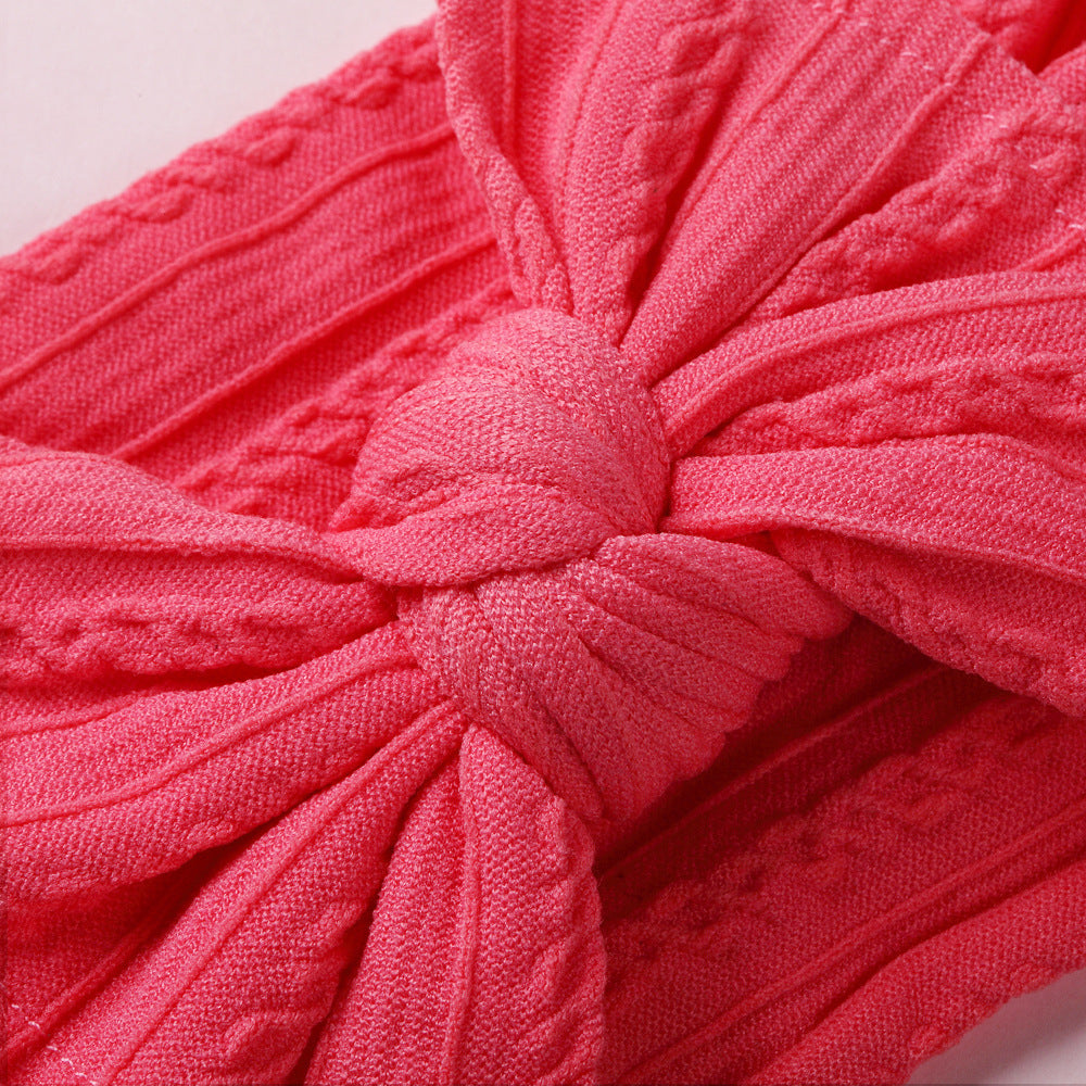 Wholesale Nylon baby elastic jacquard wide bow headband